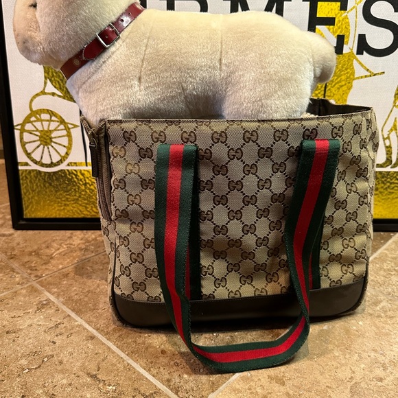 Gucci Dog Gucci Sherry Line Logo Dog Carrier Excellent Condition